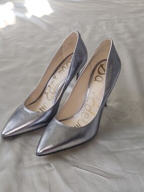 Sam Edelman Metallic Silver Pointed-Toe Stiletto Heels